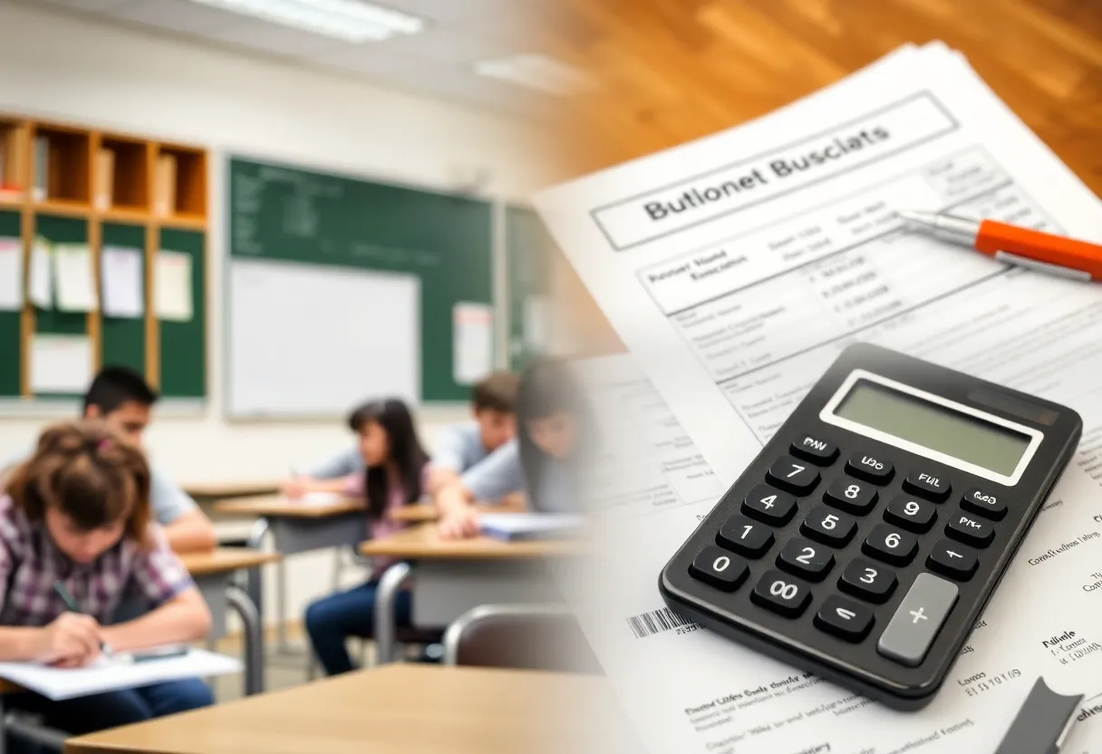 Students in a classroom setting dealing with budget cuts