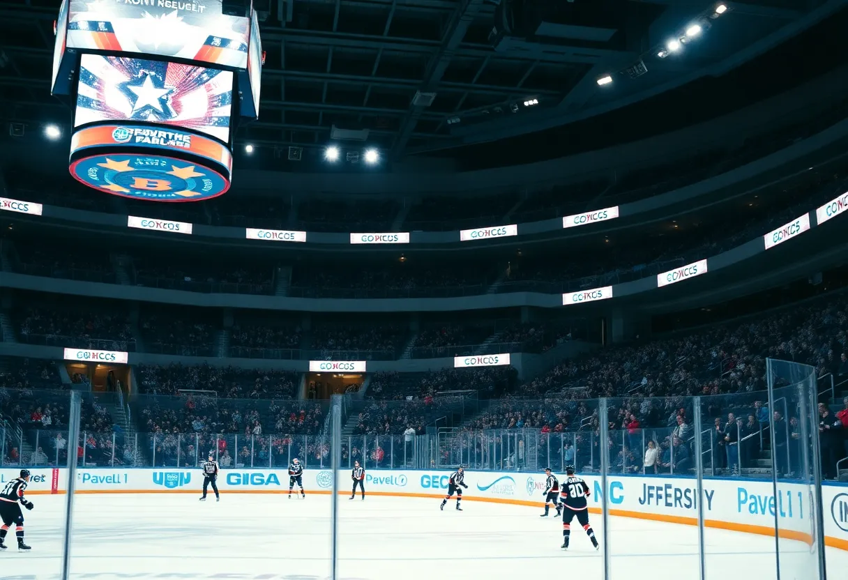 Hockey fans cheering at AMALIE Arena during a Tampa Bay Lightning game