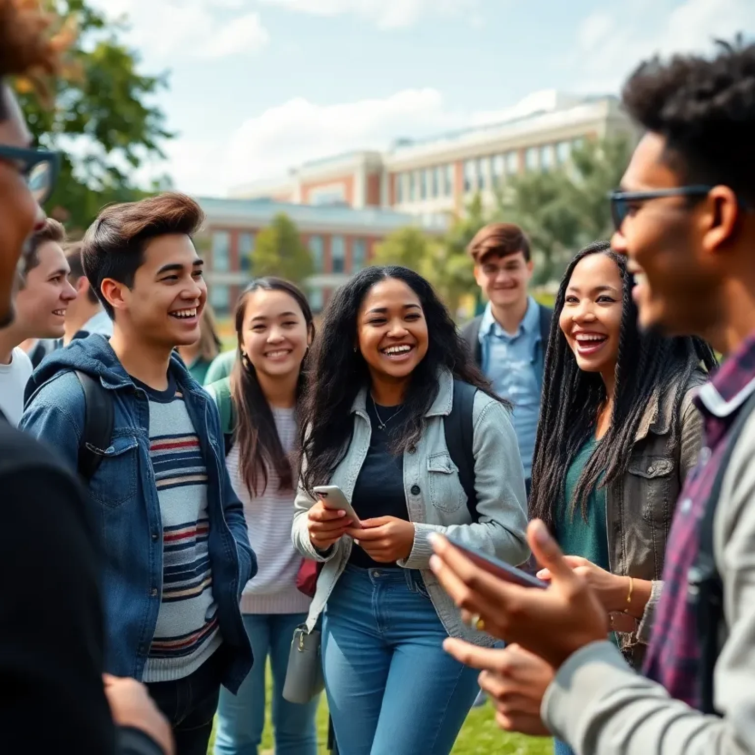 Students discussing leadership at USF campus