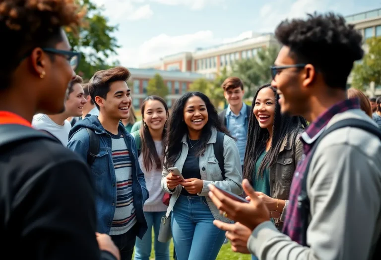 Students discussing leadership at USF campus