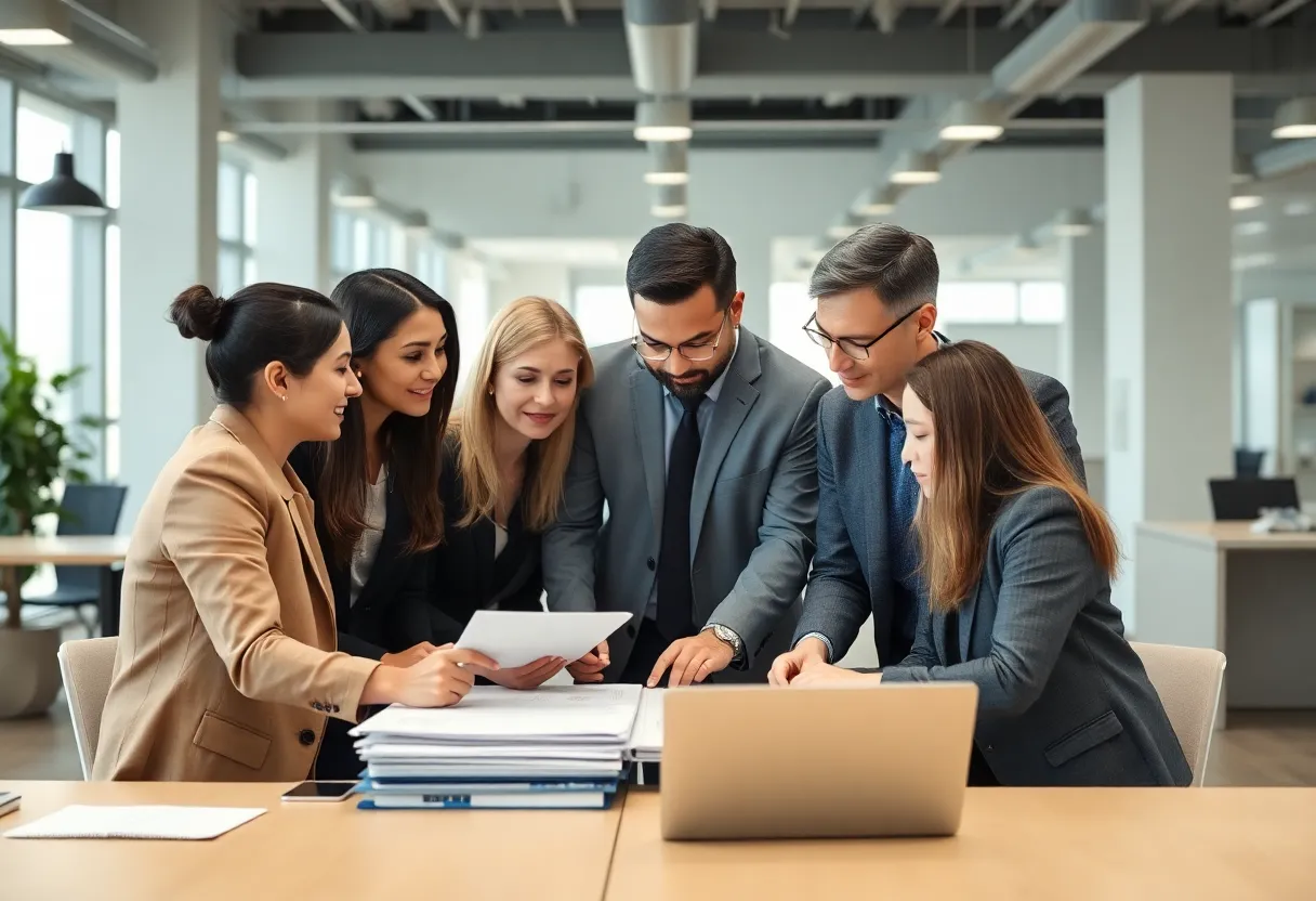 University staff collaborating on efficiency initiatives